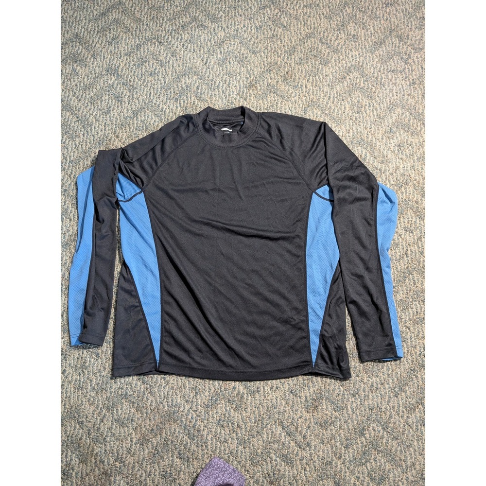 Fitness Gear Mens Large Black Blue Long Sleeve Performance Mock Neck Shirt L